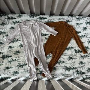 Set of Two Footless Baby Sleepers Bamboo Fabric Kyte Baby Owlivia Sz 18 Months